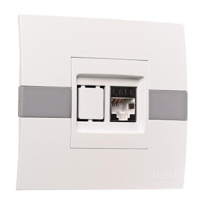 Розетка компьютерная RJ45 Mono Electric Eсо 6 кат белый 101-010104-125 в современном стиле, цвет белый