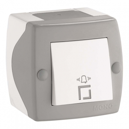 Кнопка звонка Mono Electric Octans IP20 бело-серый 104-020001-107 в современном стиле, цвет серый