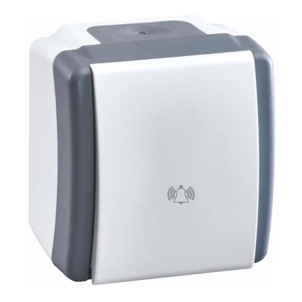 Кнопка звонка Mono Electric Octans IP54 бело-серый 154-020001-107 в современном стиле, цвет серый