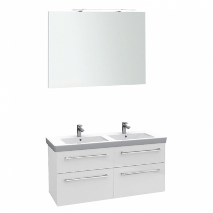 Мебель для ванной Villeroy & Boch 2DAY2 130 белая с двумя раковинами, глянцевая