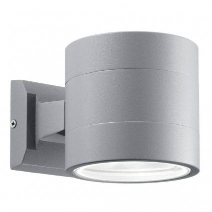 Уличный настенный светильник Ideal Lux Snif Ap1 Round Grigio 061474 в современном стиле, цвет серебро