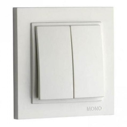 Выключатель Mono Electric Despina двухклавишный белый 102-190025-102 в современном стиле, цвет белый