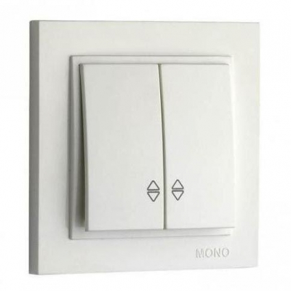 Выключатель Mono Electric Despina двухклавишный проходной белый 102-190023-111 в современном стиле, цвет белый