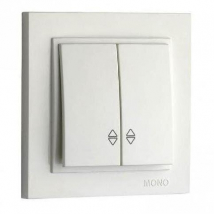 Выключатель Mono Electric Despina двухклавишный проходной жемчуг 102-252523-111 в современном стиле, цвет белый