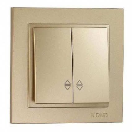 Выключатель Mono Electric Despina двухклавишный проходной титан 102-222223-111 в современном стиле, цвет титановый