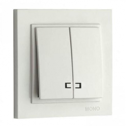 Выключатель Mono Electric Despina двухклавишный с подсветкой белый 102-190025-103, в современном стиле, цвет белый