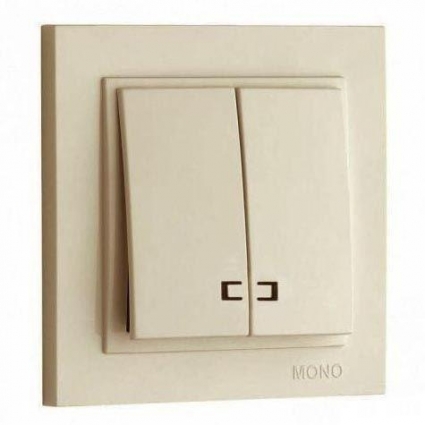Выключатель Mono Electric Despina двухклавишный с подсветкой крем 102-170025-103, в современном стиле, цвет кремовый