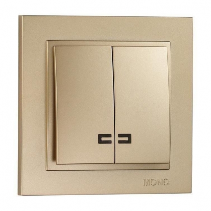 Выключатель Mono Electric Despina двухклавишный с подсветкой титан 102-222225-103, в современном стиле, цвет титановый