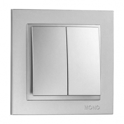 Выключатель Mono Electric Despina двухклавишный серебро 102-212125-102 в современном стиле, цвет серебро