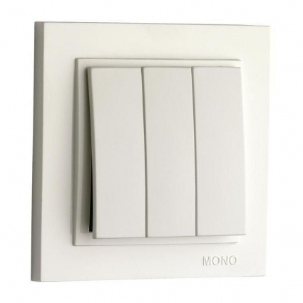Выключатель Mono Electric Despina трехклавишный белый 102-190022-114 в современном стиле, цвет белый