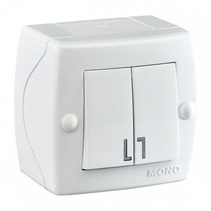 Выключатель Mono Electric Octans IP20 двухклавишный белый 104-010101-102 в современном стиле, цвет белый