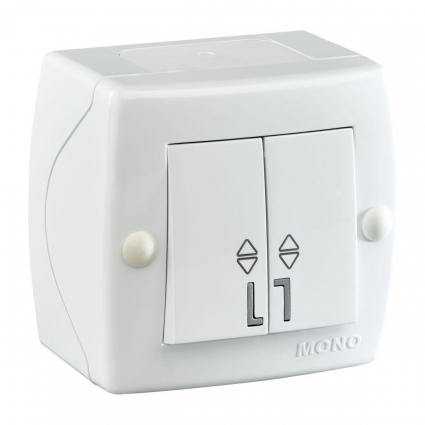 Выключатель Mono Electric Octans IP20 двухклавишный проходной белый 104-010101-111 в современном стиле, цвет белый