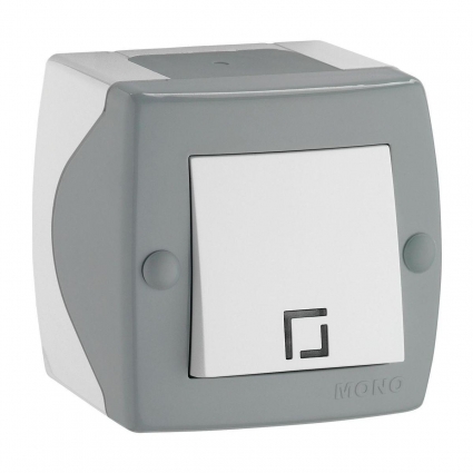 Выключатель Mono Electric Octans IP20 одноклавишный бело-серый 104-020001-100 в современном стиле, цвет серый