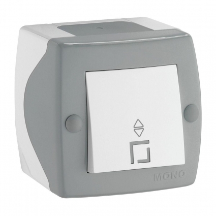 Выключатель Mono Electric Octans IP20 одноклавишный проходной бело-серый 104-020001-109 в современном стиле, цвет серый
