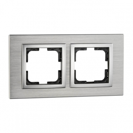 Рамка 2-постовая Mono Electric Style Aluminium серебро 107-800000-161 в современном стиле, цвет серебро