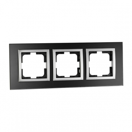 Рамка 3-постовая Mono Electric Style Glass чёрное стекло 107-720000-162 в современном стиле, цвет черный
