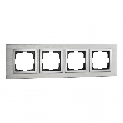 Рамка 4-постовая Mono Electric Style Aluminium серебро 107-800000-163 в современном стиле, цвет серебро