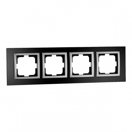 Рамка 4-постовая Mono Electric Style Glass чёрное стекло 107-720000-163 в современном стиле, цвет черный