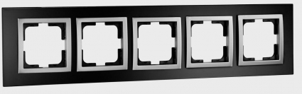 Рамка 5-постовая Mono Electric Style Glass чёрное стекло 107-720000-164 в современном стиле, цвет черный