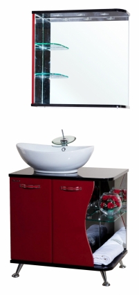 Мебель для ванной Bellezza Рио 70 L красная с черным, левая, напольная