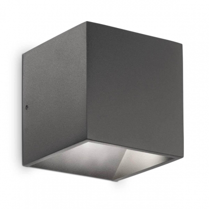 Уличный настенный светодиодный светильник Ideal Lux Rubik Ap1 Antracite 4000K 149738 в современном стиле, мощность 6 Вт