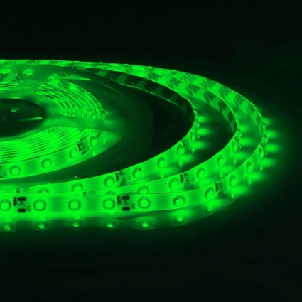 Светодиодная влагозащищенная лента Apeyron 4,8W/m 60LED/m 3528SMD зеленый 5M 07BL, цвет белый, мощность 24 Вт