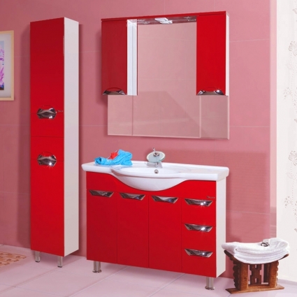 Мебель для ванной Bellezza Белла Люкс 105 красная напольная, с подсветкой