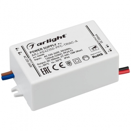 Драйвер Arlight ARJ-KE42350-PFC-Triac-A 27-42V 15W IP44 0,35A 028280, цвет белый