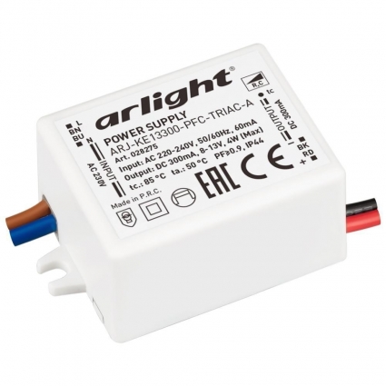 Драйвер Arlight  ARJ-KE13300-PFC-Triac-A 8-13V 4W IP44 0,3A 028275, цвет белый