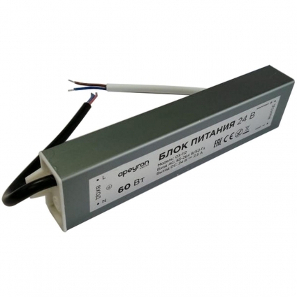 Блок питания Apeyron 24V 60W IP67 2,5A 03-112, цвет серебро