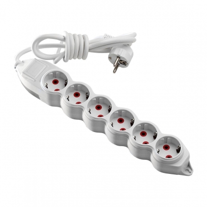 Удлинитель Mono Electric 6гн 3м с/з 150-010001-613 цвет белый