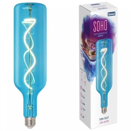 Лампа светодиодная Uniel E27 5W синий Led-SF21-5W/Soho/E27/CW Blue GLS77BL UL-00007628 цвет синий, мощность 0.65 Вт