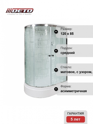 Душевая кабина Deto Em EM2712  R 120 x 80 см, с крышей, стандартная, прямоугольная-асимметричная, поддон средний