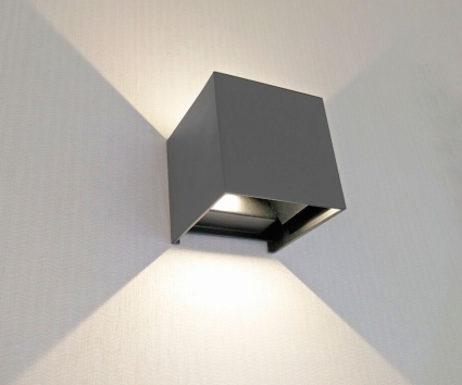 Уличный настенный светодиодный светильник Kink Light Куб 08585,16(3000K), в современном стиле, цвет тёмно-серый