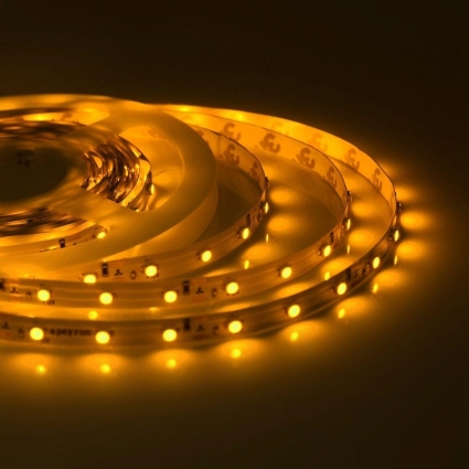 Светодиодная влагозащищенная лента Apeyron 4,8W/m 60LED/m 3528SMD желтый 5M 00-83, цвет белый, мощность 24 Вт
