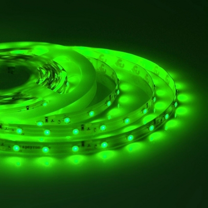 Светодиодная влагозащищенная лента Apeyron 4,8W/m 60LED/m 3528SMD зеленый 5M 00-85, цвет белый, мощность 24 Вт