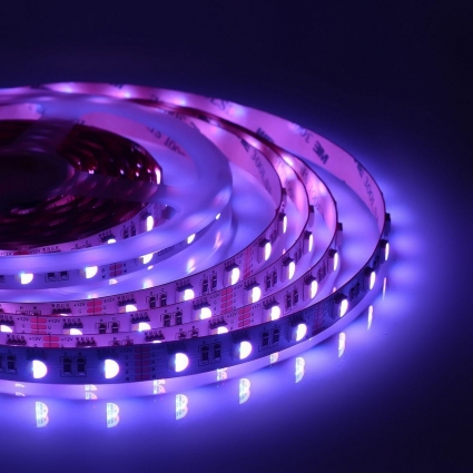 Светодиодная лента Apeyron 14,4W/m 60LED/m 5050SMD разноцветная/холодный белый 5M 00-109, цвет белый, мощность 72 Вт