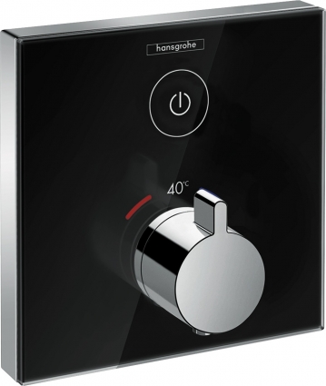 Термостат Hansgrohe ShowerSelect Glass 15737600 для душа, черный - хром, термостат