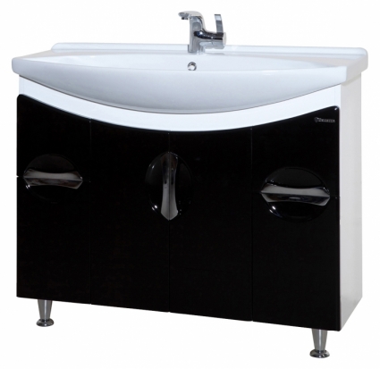 Тумба для комплекта Bellezza Лагуна 105 черная напольная, с доводчиками