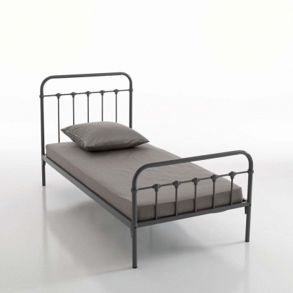 Кровать детская с прутьями La Redoute Asper 90x190 темно-серого цвета, с металлическим изголовьем, без ящиков