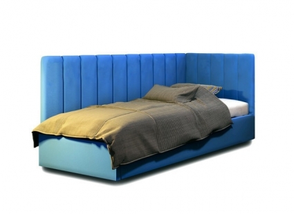 Кровать с подъемным механизмом MYROOM Family Ain 120х200 синего цвета, с изголовьем, с ящиком для хранения