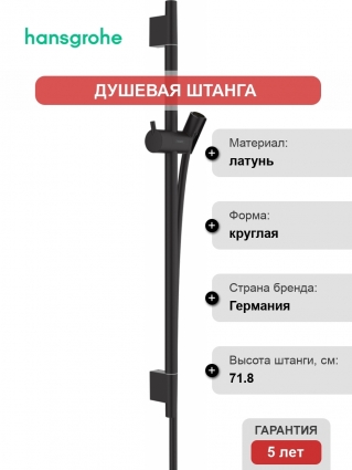 Душевая штанга Hansgrohe Unica 28632670 65 см, матовый черный в современном стиле