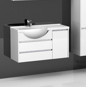 Тумба с раковиной Aquanet Лайн 90 L, левая, подвесная, с доводчиками