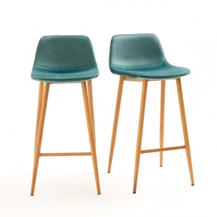 Комплект из двух барных стульев La Redoute Lavergne бирюзовогоцвета 51x45x98 см,  стиль скандинавский