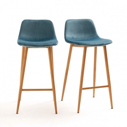 Комплект из двух барных стульев La Redoute Lavergne сине-зеленого цвета 51x45x98 см,  стиль скандинавский