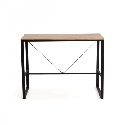 Барный стол с пропиткой из дуба и стали La Redoute Hiba бежевого цвета, 120x60x90 см,  стиль скандинавский