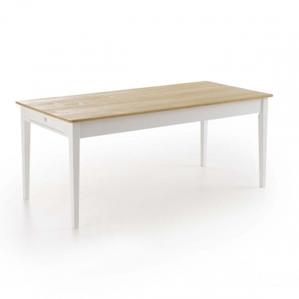 Стол обеденный массив сосны La Redoute Alvina белого цвета 180x85x75 см,  стиль скандинавский