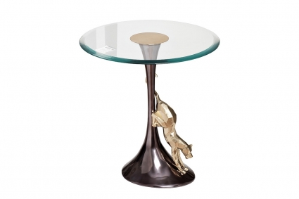 Стол Garda Decor кофейный Ягуар со стеклянной столешницей  55x55x58 см,  стиль классический