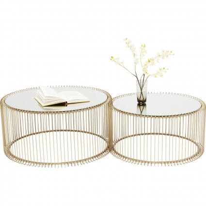 Набор KARE DESIGN из двух журнальных столиков Wire золотого цвета  70x70x34 см,  стиль современный
