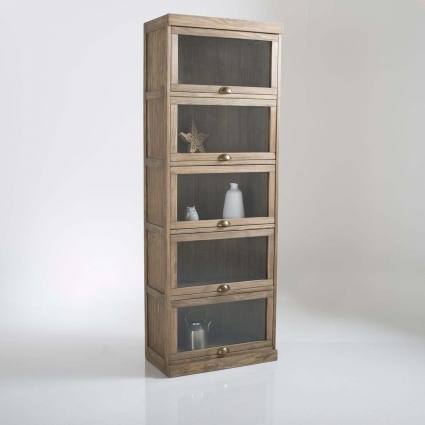 Комод с застекленными дверцами La Redoute Lunja бежевого цвета, 70x37x196 см,  стиль современный